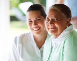 a caregiver and senior woman