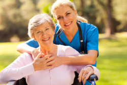 a personal care provider and senior woman